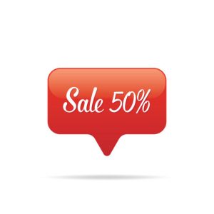 Vol.7 Sale sign set app notification 50 percent heading design for banner or poster. Sale and Discounts Concept. Vector illustration.