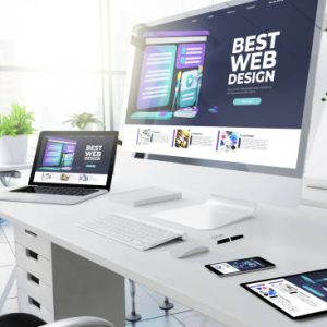 office responsive devices design website 3d rendering