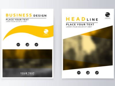 Cover design yellow and white. Template brochure. Flyer annual report layout. Presentation template business flyer a4 yellow and white.